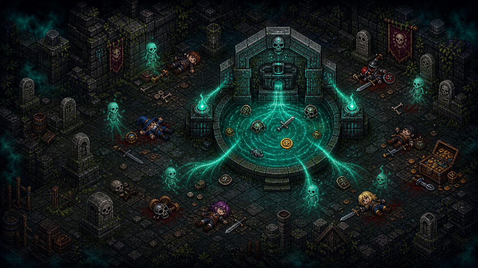 A spectral grave pool fed by the souls of fallen adventurers